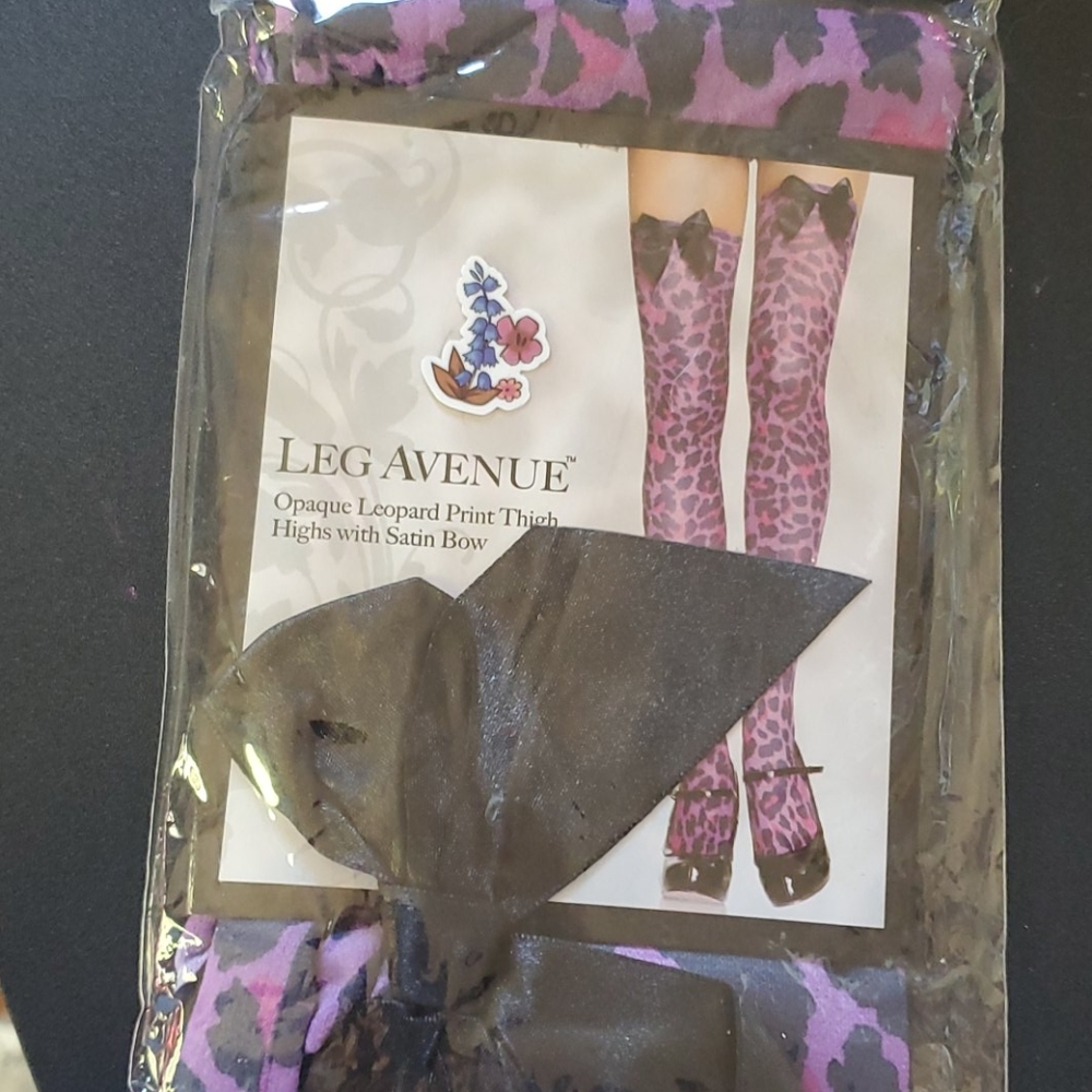 Purple leopard print stockings leg avenue